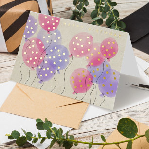 Logo Watercolor Balloons Business Happy Birthday Foil Greeting Card