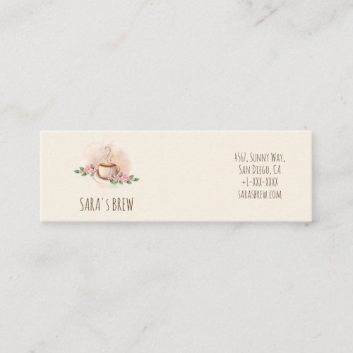 logo watercolor coffee mug and flowers cafe calling card