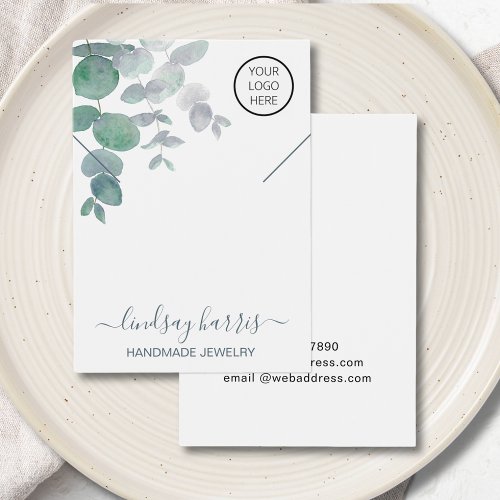 Logo Watercolor Eucalyptus Necklace Display Card