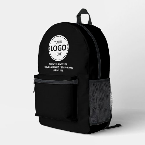 Logo & Web URL / Text Upload Promotional Black Printed Backpack