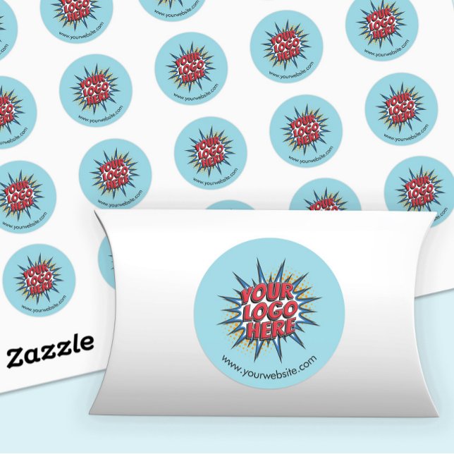 Logo & Website Upload Blue Round Stickers Sheet (Creator Uploaded)