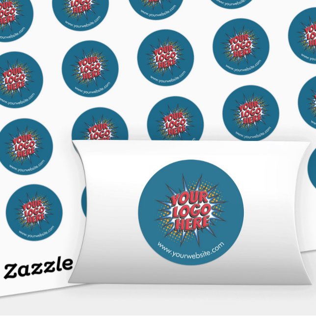 Logo & Website Upload Teal Round Stickers Sheet (Creator Uploaded)