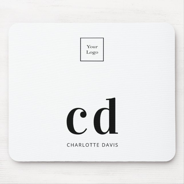 Logo white black monogram initials business  mouse pad (Front)