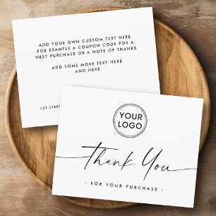 Logo white elegant script thank you card