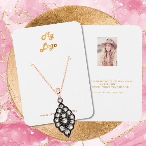 Logo white gold earring jewelry photo display card