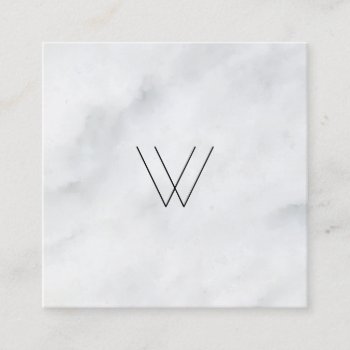Logo White Marble Square Business Card by RicardoArtes at Zazzle