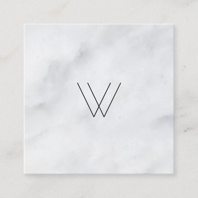 Logo White Marble Square Business Card (Front)