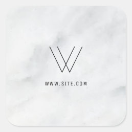 Logo White Marble Square Sticker