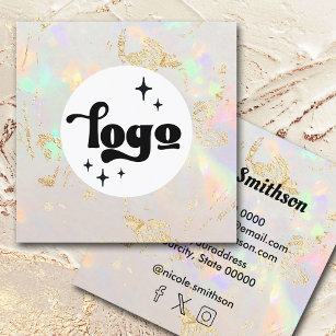 logo white opal  square business card