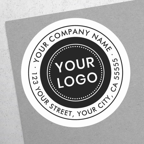 Logo white or any color business return address classic round sticker