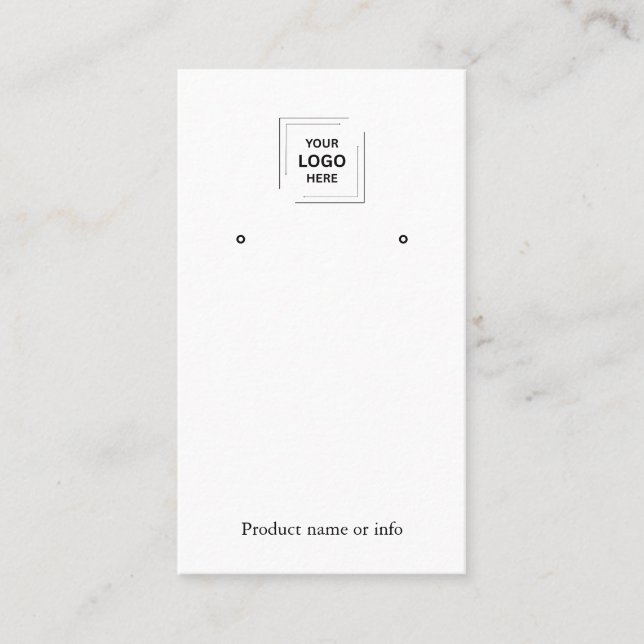 Logo White Stud Earring Jewelry Display Card  (Front)