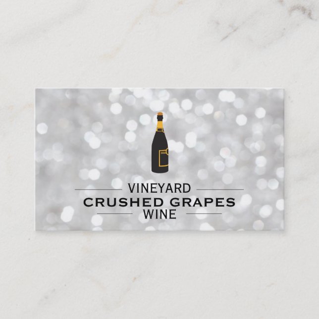 Logo with Dividers Champagne (white bokeh) Business Card (Front)