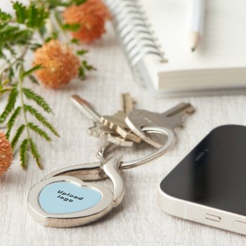 Logo With Light Blue Background On Heart Metal Keychain by jd_ilan_promotional at Zazzle