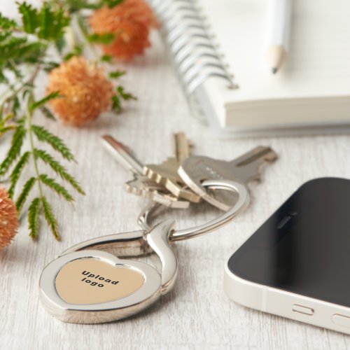 Logo With Light Brown Background on Heart Metal Keychain