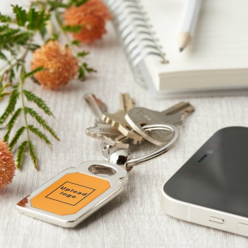 Logo With Orange Color Background Rectangle Metal Keychain