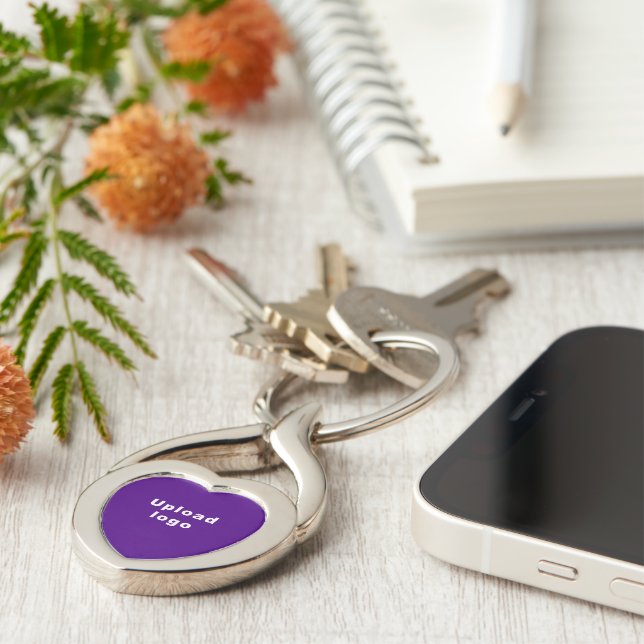 Logo With Purple Background on Heart Metal Keychain (Side)