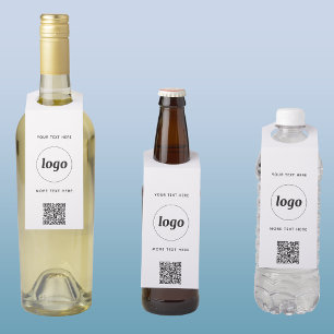 Logo with QR code and Text Business Promotional Bottle Hanger Tag