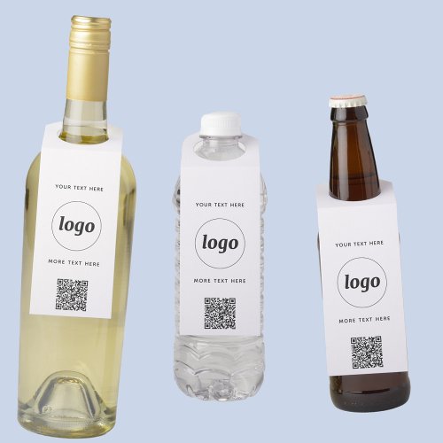 Logo with QR code and Text Business Promotional Bottle Hanger Tag