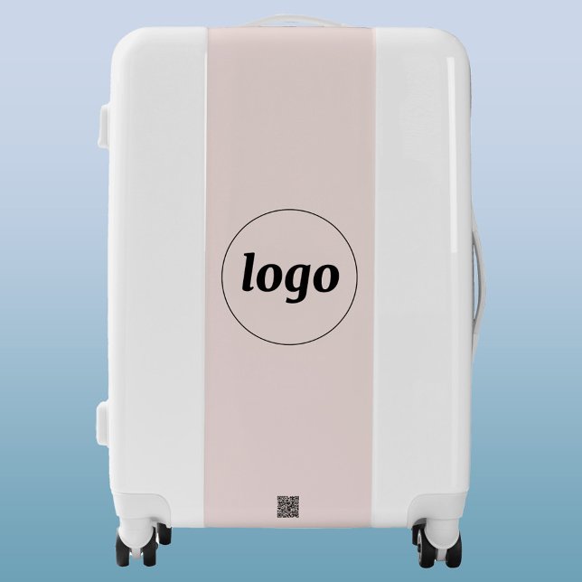 Logo with QR Code Blush Pink Business Luggage (Logo and QR code business promotional blush pink luggage suitcase)
