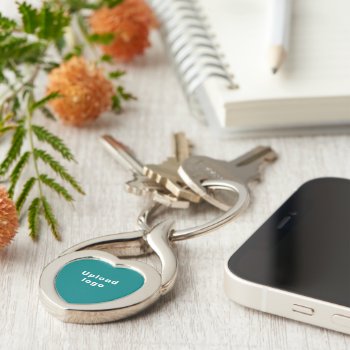 Logo With Teal Green Background On Heart Metal Keychain by jd_ilan_promotional at Zazzle