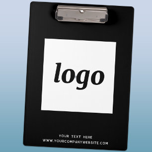 Logo with Text Black and White Business Branding Clipboard