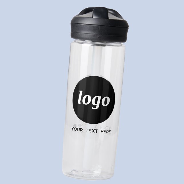 Logo with Text Business Branding Promotional Water Bottle (Simple logo with custom text promotional business branding water bottle)