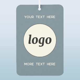 Logo With Text Business Promotional Dusty Blue Air Freshener