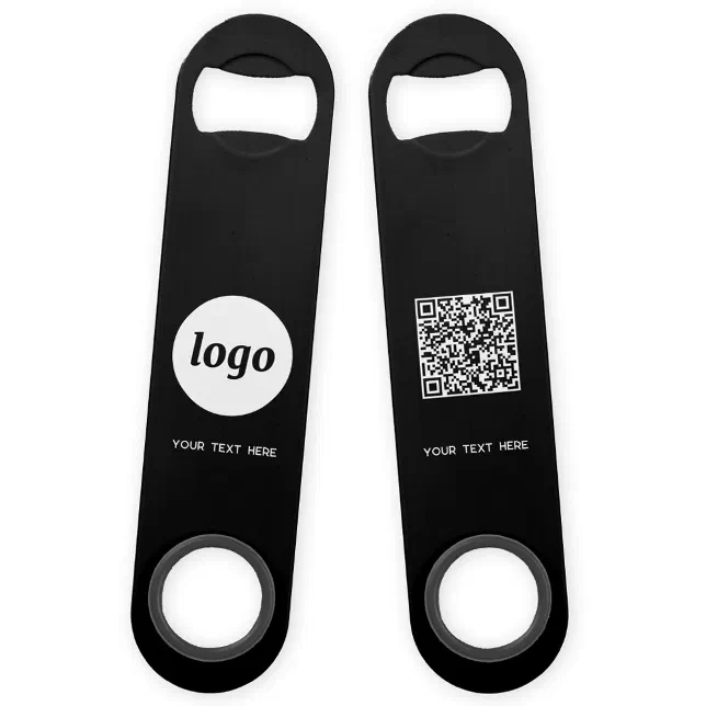 Logo With Text QR Code Business Bar Key | Zazzle
