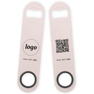 Logo With Text QR Code Business Blush Pink Bar Key