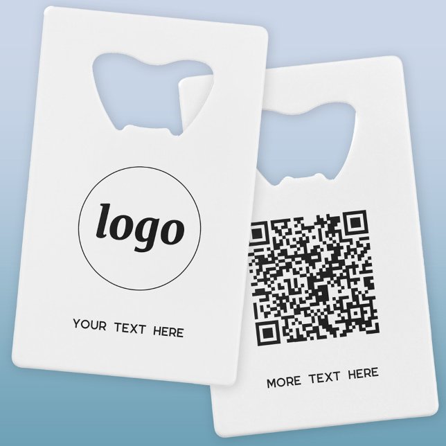 Logo With Text QR Code Business Credit Card Bottle Opener (Logo QR code custom text business promotional credit card style bottle opener)