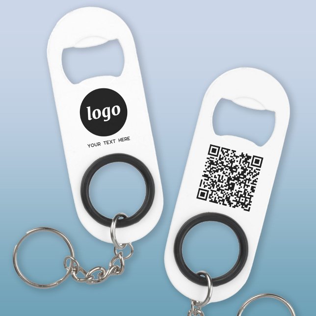 Logo With Text QR Code Business Keychain Bottle Opener (Logo QR code custom text business promotional keychain bottle opener)