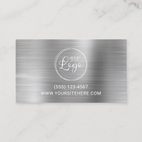 Logo with Website URL Silver Foil Business Card