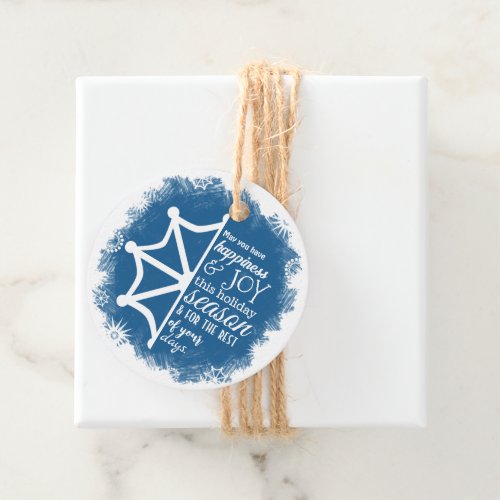 Logod Blue White Snowflake Christmas Gift Tag