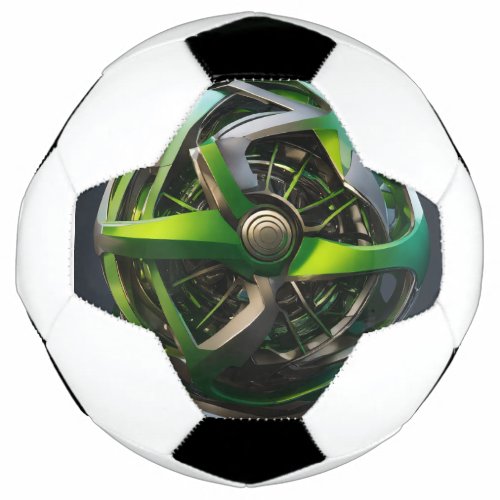 Logotipo de motor futurista con recuadro de enmarc soccer ball