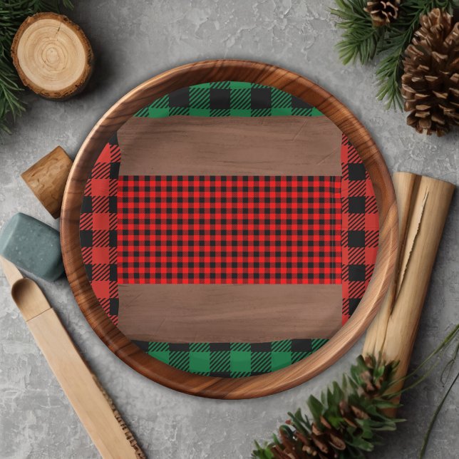 Logs Flannel Rustic Plaid Hearts Baby Shower Paper Plates (Creator Uploaded)