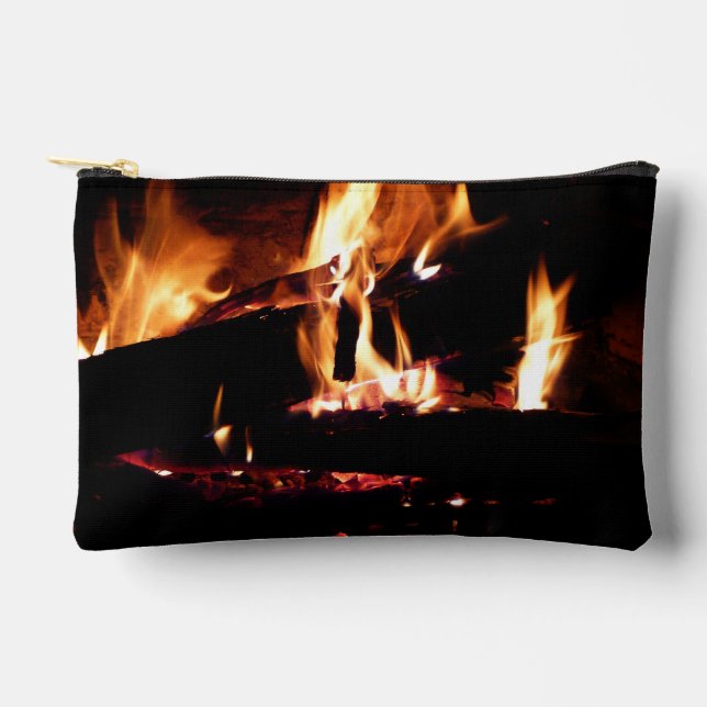 Logs in the Fireplace Warm Fire Photography Accessory Pouch (Front)
