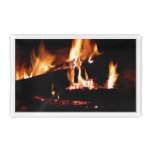 Logs in the Fireplace Warm Fire Photography Acrylic Tray