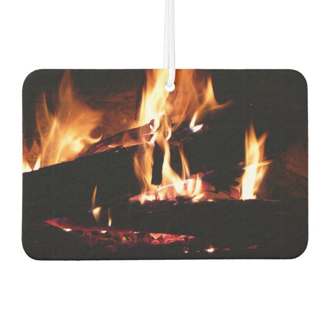 Logs in the Fireplace Warm Fire Photography Air Freshener (Front)