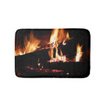 Logs in the Fireplace Warm Fire Photography Bath Mat