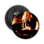 Logs in the Fireplace Warm Fire Photography Bottle Opener