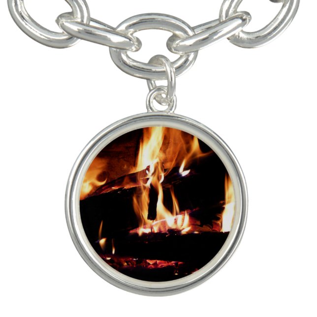 Logs in the Fireplace Warm Fire Photography Bracelet (Design)