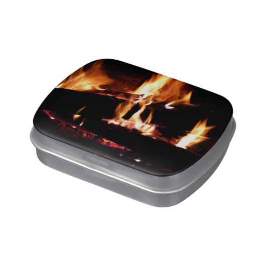 Logs in the Fireplace Warm Fire Photography Candy Tin (Side)