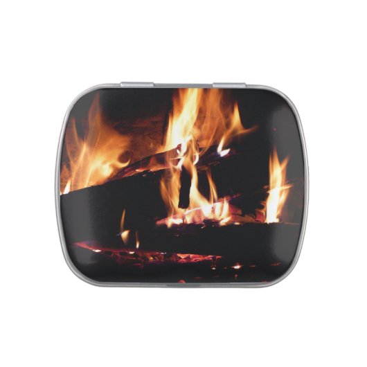 Logs in the Fireplace Warm Fire Photography Candy Tin (Top)