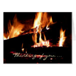 Logs in the Fireplace Warm Fire Photography Card