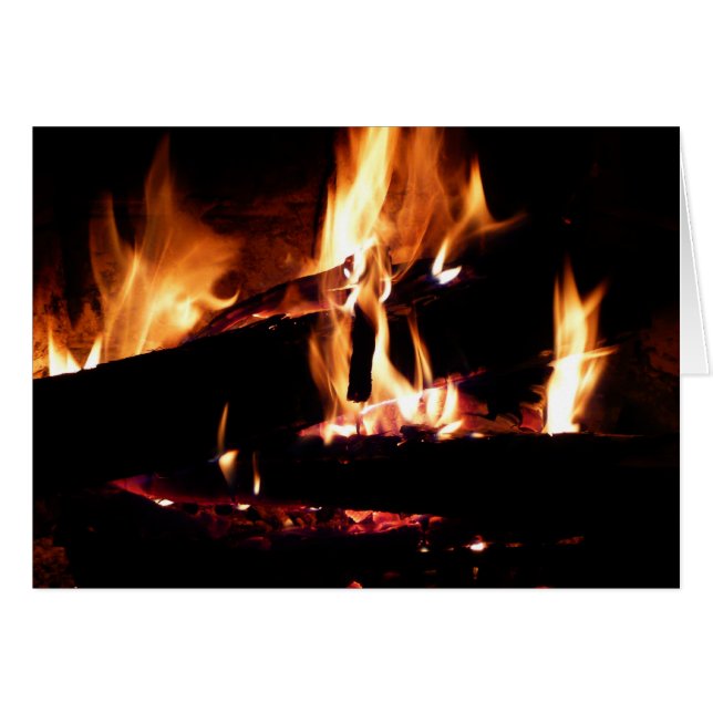 Logs in the Fireplace Warm Fire Photography Cards (Front Horizontal)