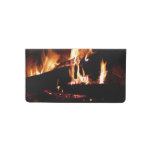 Logs in the Fireplace Warm Fire Photography Checkbook Cover