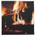 Logs in the Fireplace Warm Fire Photography Cloth Napkin