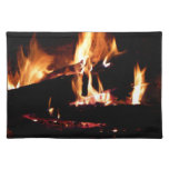 Logs in the Fireplace Warm Fire Photography Cloth Placemat