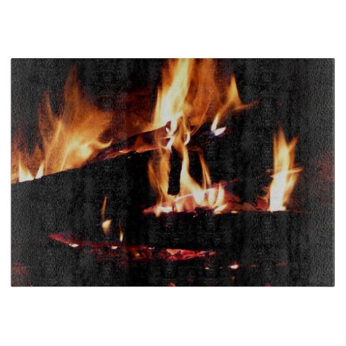 Logs in the Fireplace Warm Fire Photography Cutting Board