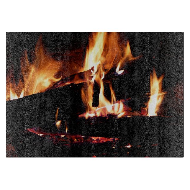 Logs in the Fireplace Warm Fire Photography Cutting Board (Front)